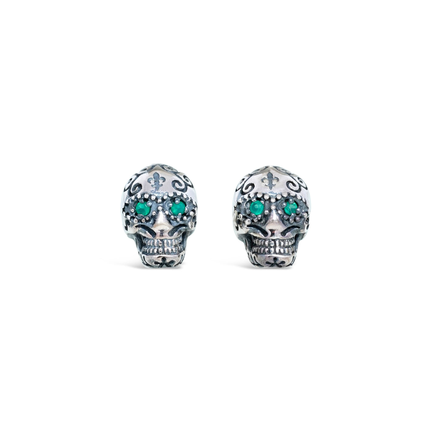 Semi Precious Sugar Skull Stud Earrings