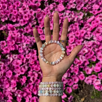 Rainbow Selenite Signature Stretch Bracelet