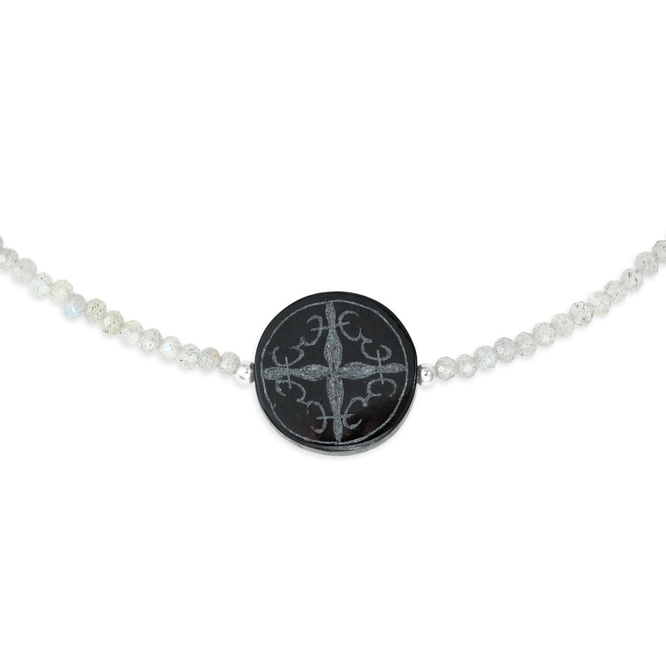 Mayan Raven Jade Cali Amulet Signature Labradorite Necklace
