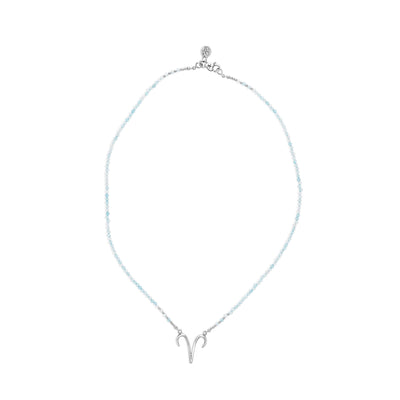 Powerful Aries Aquamarine Zodiac Signature Necklace