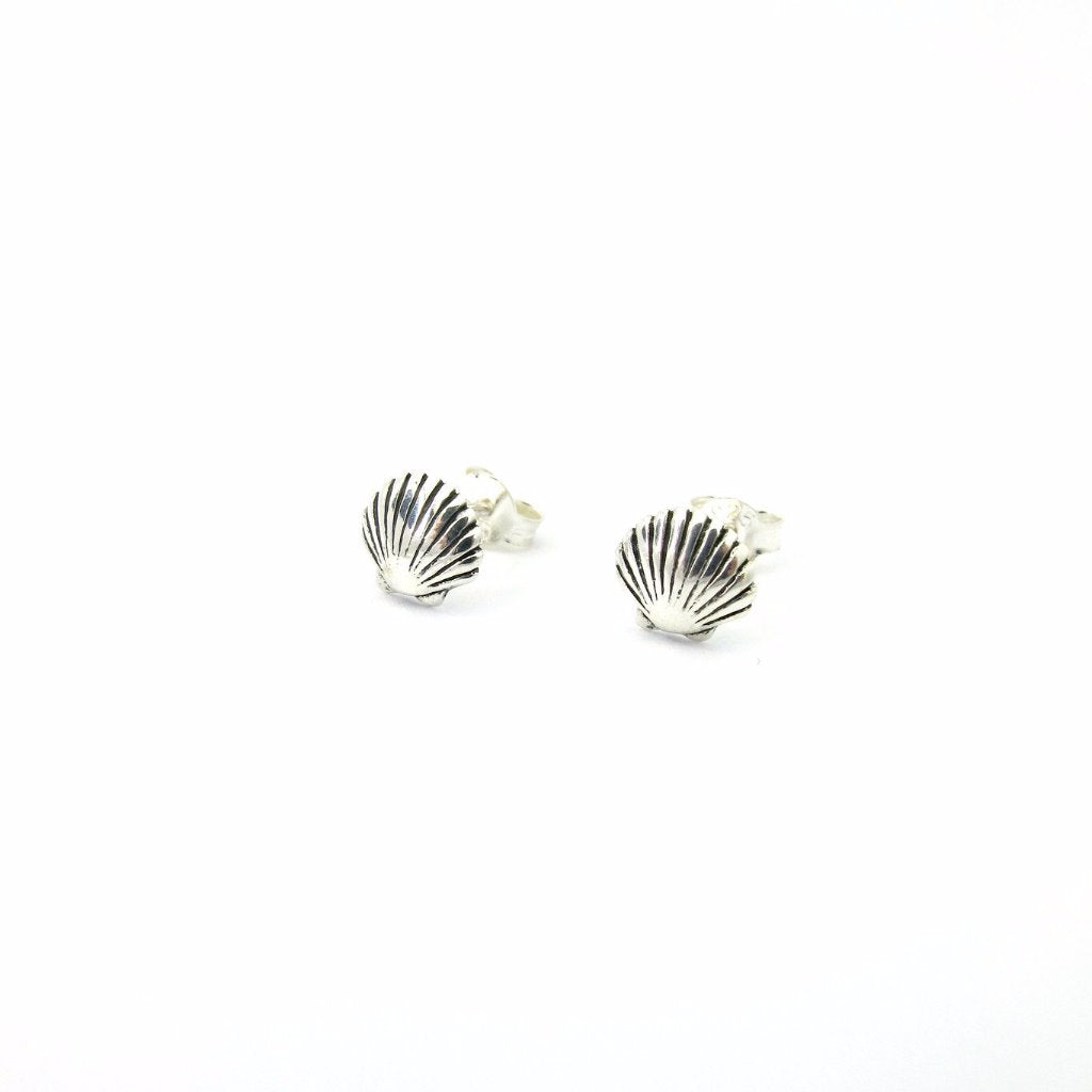 Tiny Calico Scallop Earrings