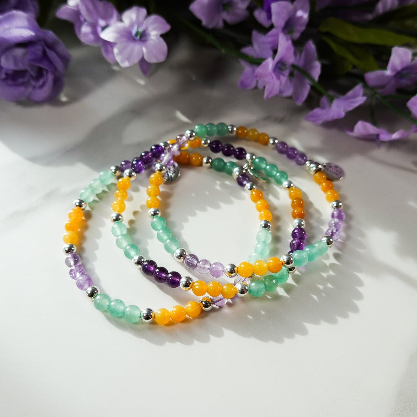 King Cake Signature Gemstone Stretch Bracelet