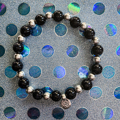 I Am Driven Blue Goldstone Signature Stretch Bracelet