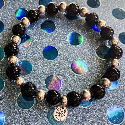 I Am Driven Blue Goldstone Signature Stretch Bracelet