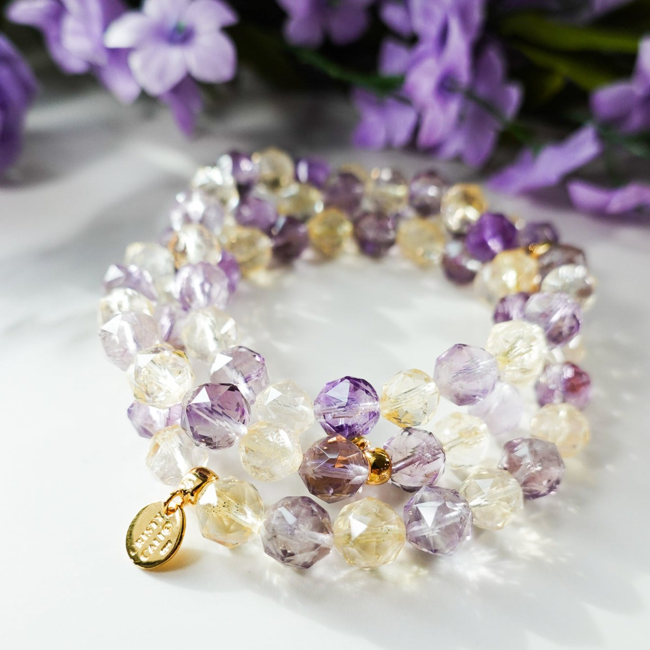 Rue Toulouse Amethyst & Citrine Signature Stretch Bracelet