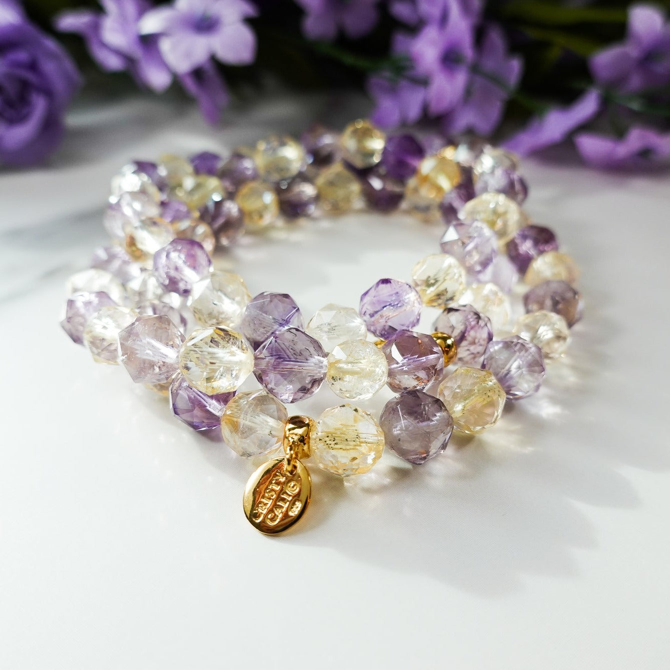 Rue Toulouse Amethyst & Citrine Signature Stretch Bracelet