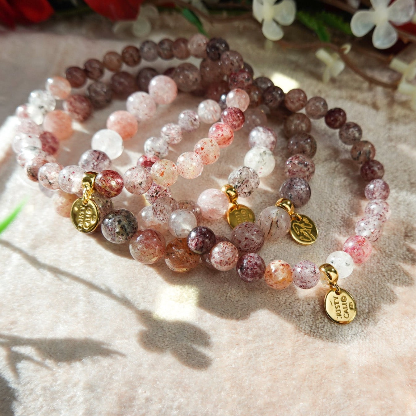 Golden Strawberry Love Quartz Signature Stretch Bracelet