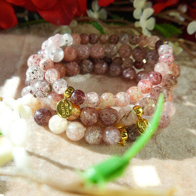 Golden Strawberry Love Quartz Signature Stretch Bracelet