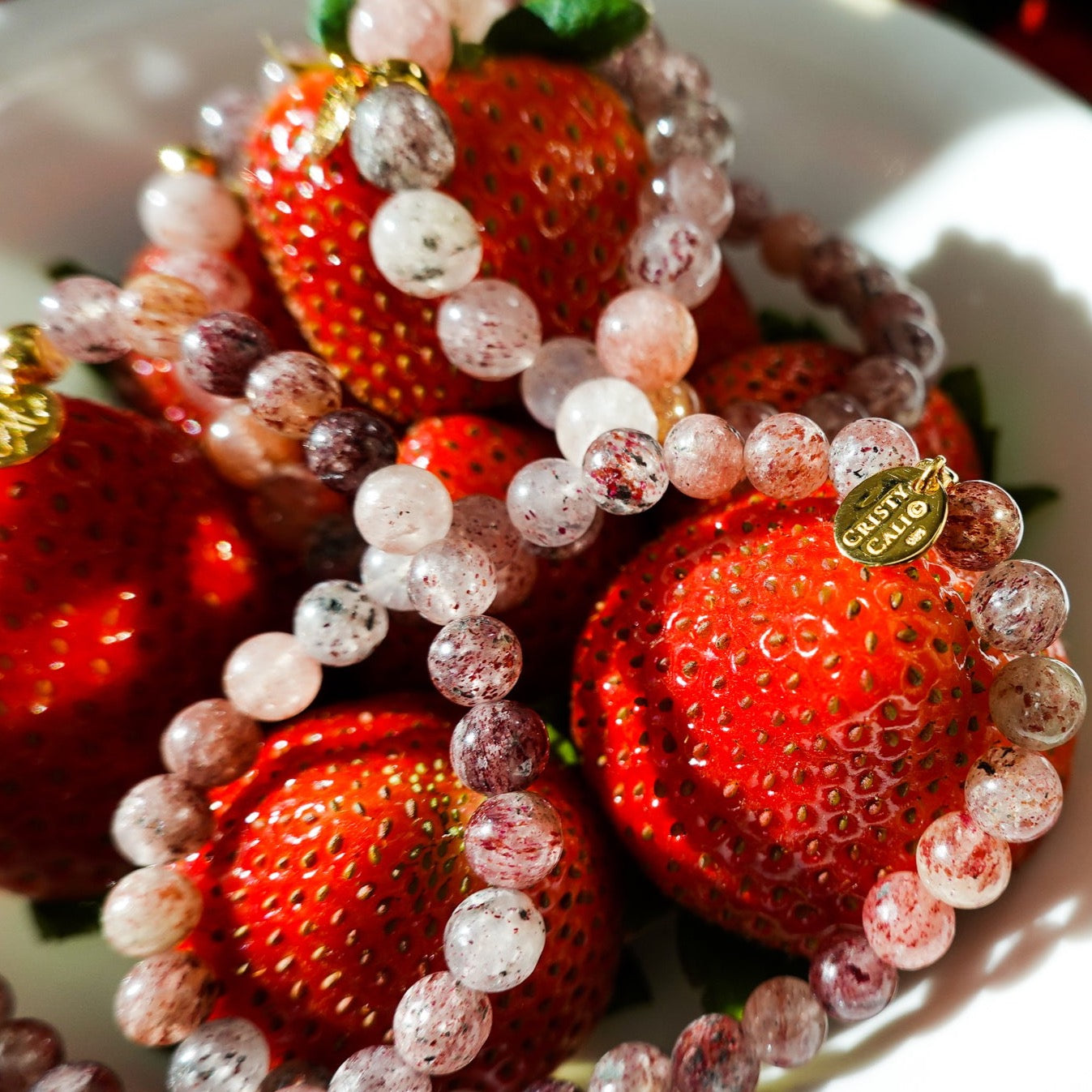 Golden Strawberry Love Quartz Signature Stretch Bracelet