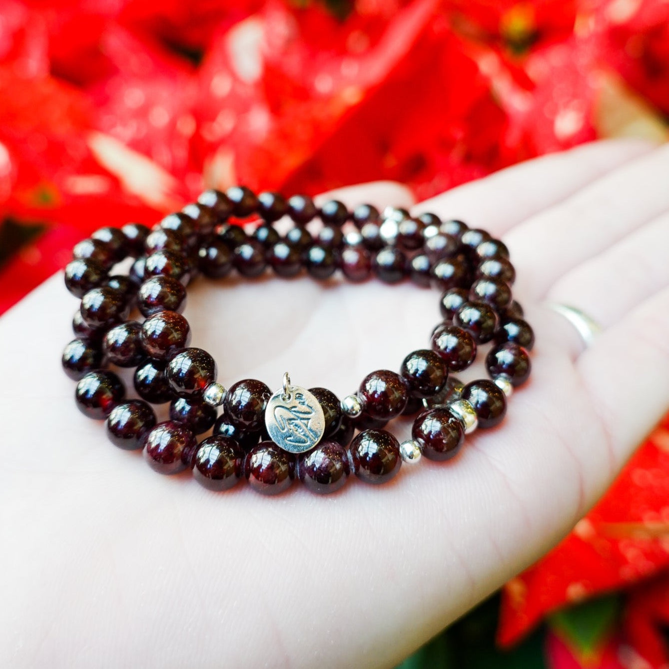 I Am Protected Garnet Signature Stretch Bracelet