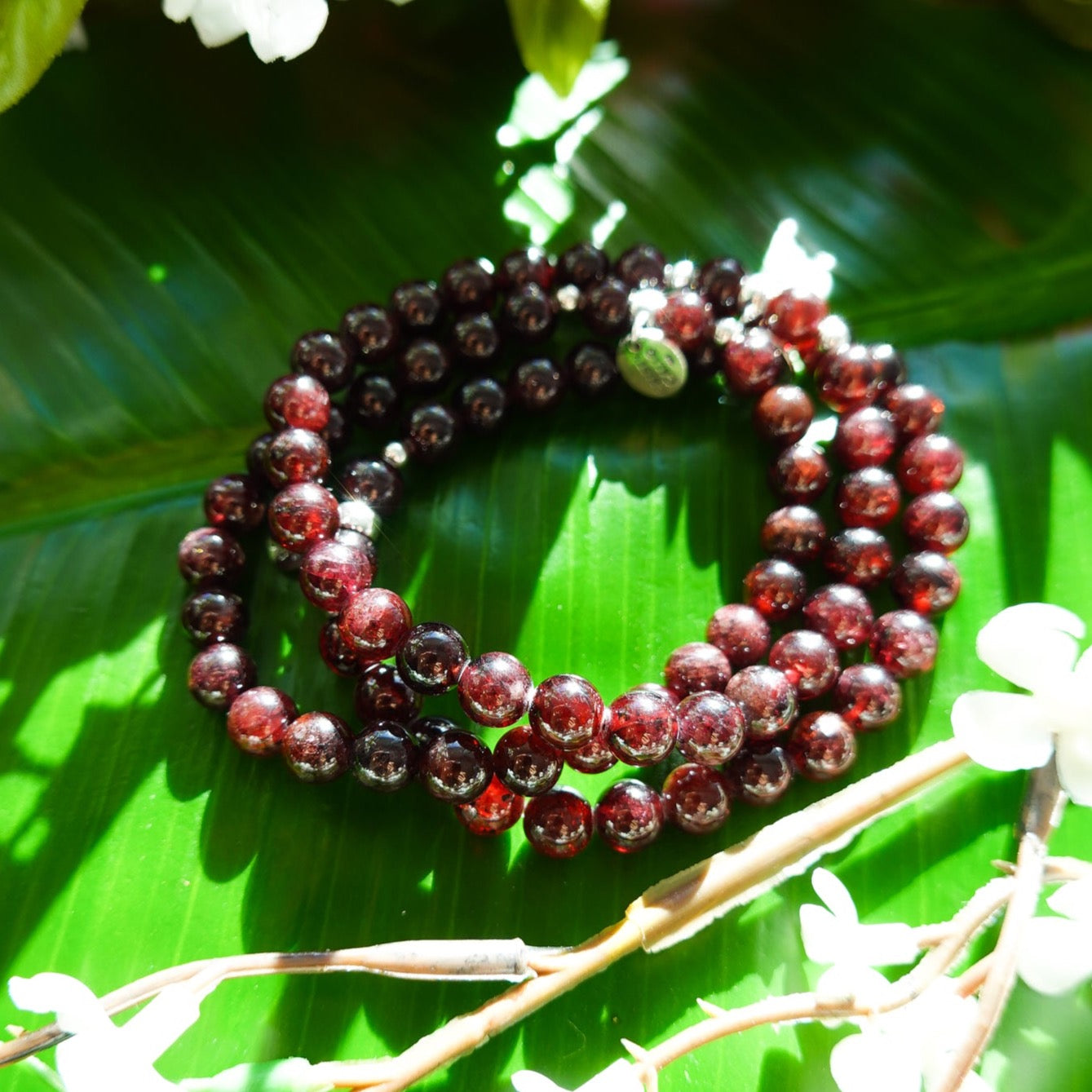 I Am Protected Garnet Signature Stretch Bracelet