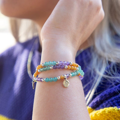 King Cake Signature Gemstone Stretch Bracelet