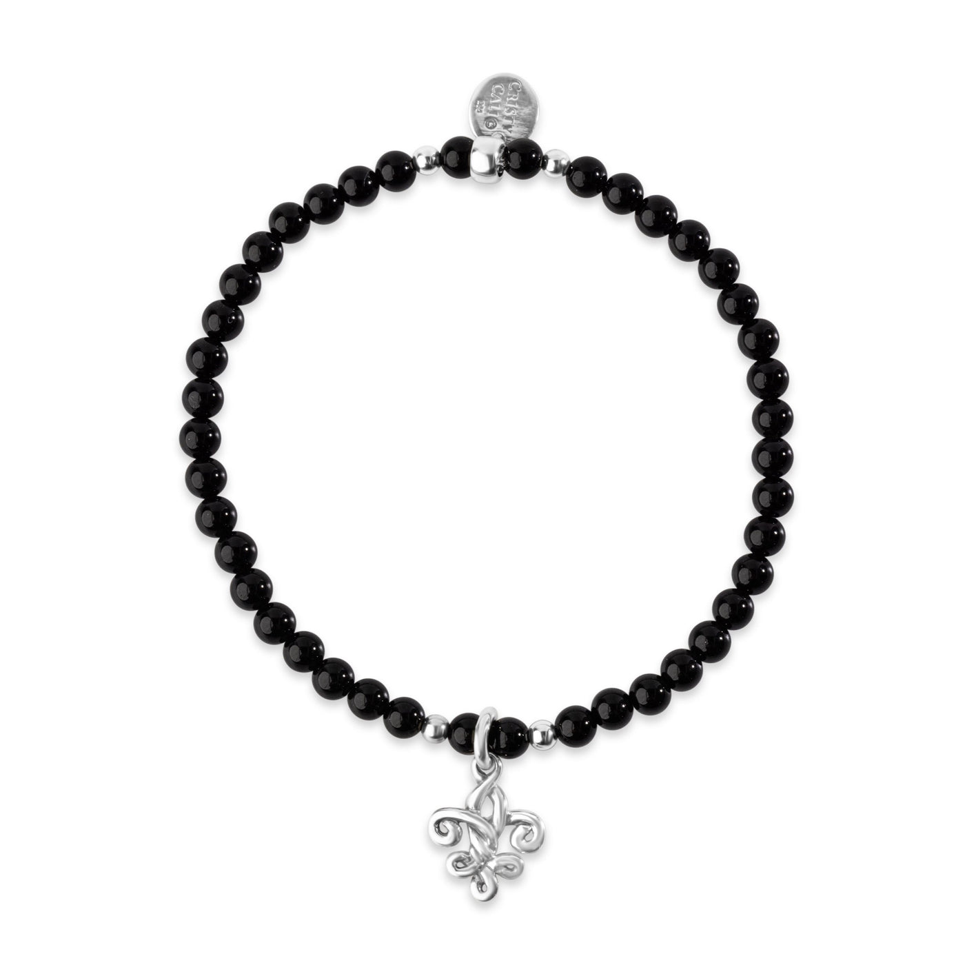 Fleur de Love Knot Protection Onyx Signature Stretch Bracelet