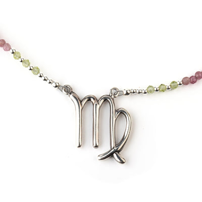 Virgo Peridot & Pink Tourmaline Signature Zodiac Necklace RETIRED