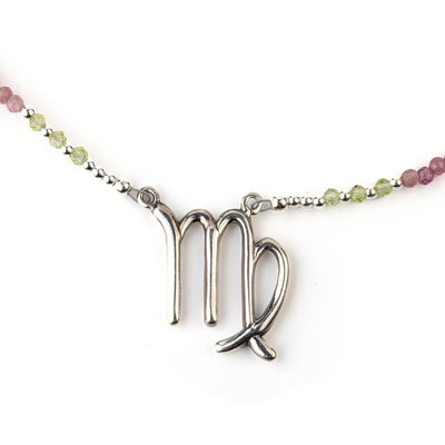 Virgo Peridot & Pink Tourmaline Signature Zodiac Necklace