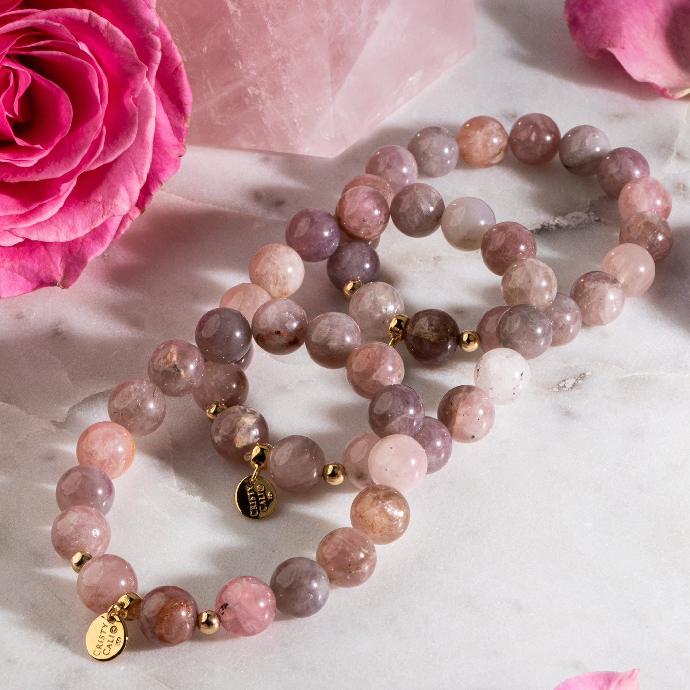 Golden Kiss From A Rose Quartz Signature Stretch Bracelet