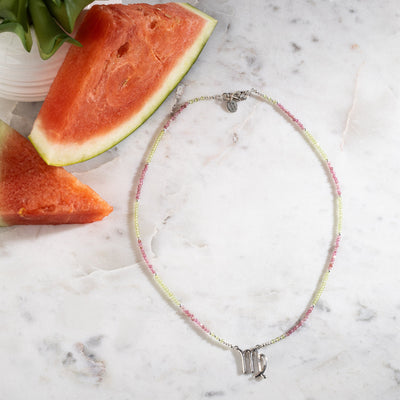 Virgo Peridot & Pink Tourmaline Signature Zodiac Necklace RETIRED