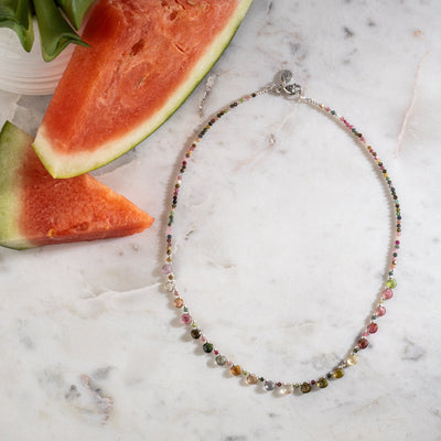 Watermelon Tourmaline Flower Petal Signature Necklace