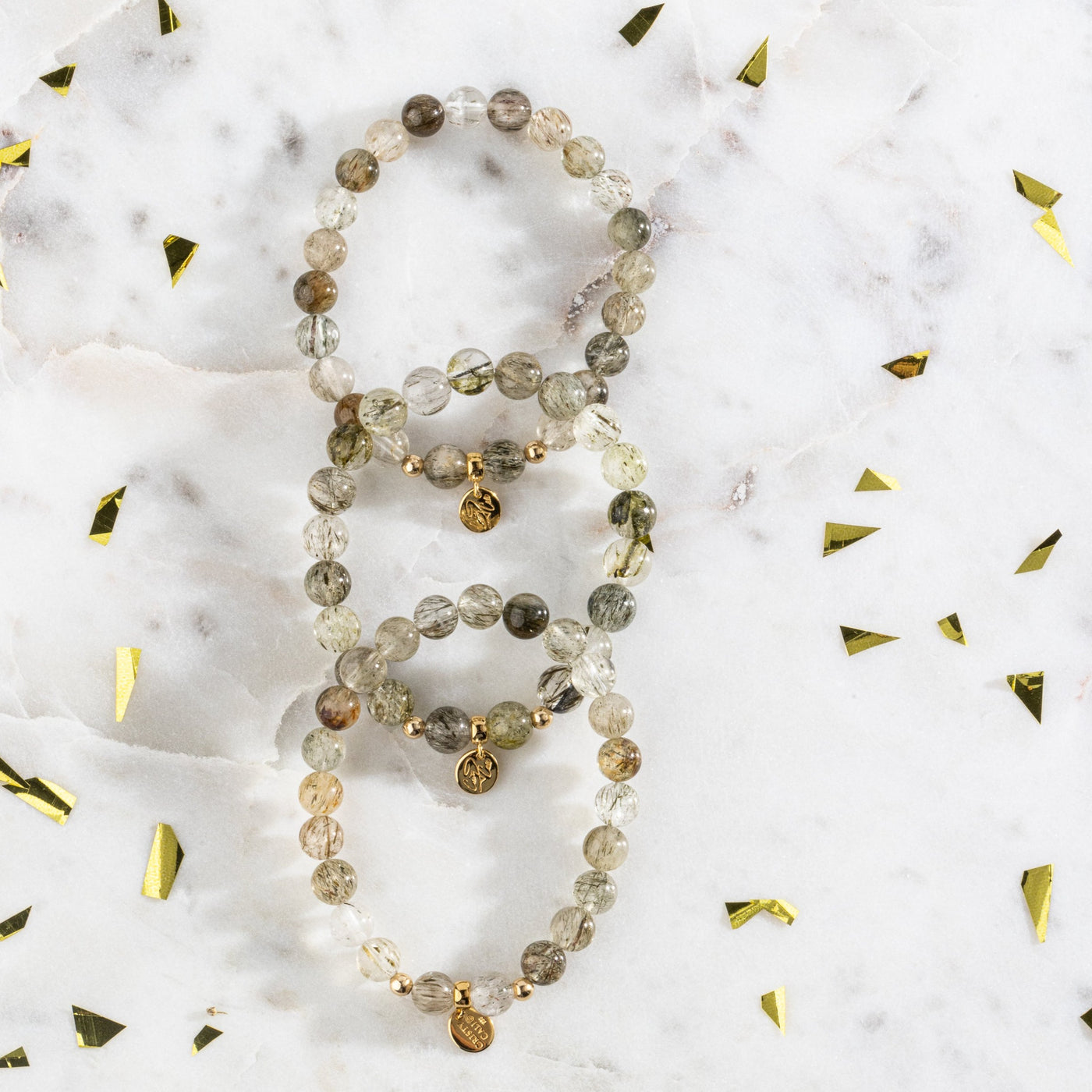 Golden Swamp Green Tourmaline Quartz Signature Stretch Bracelet RETIRED