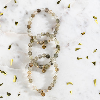 Golden Swamp Green Tourmaline Quartz Signature Stretch Bracelet RETIRED