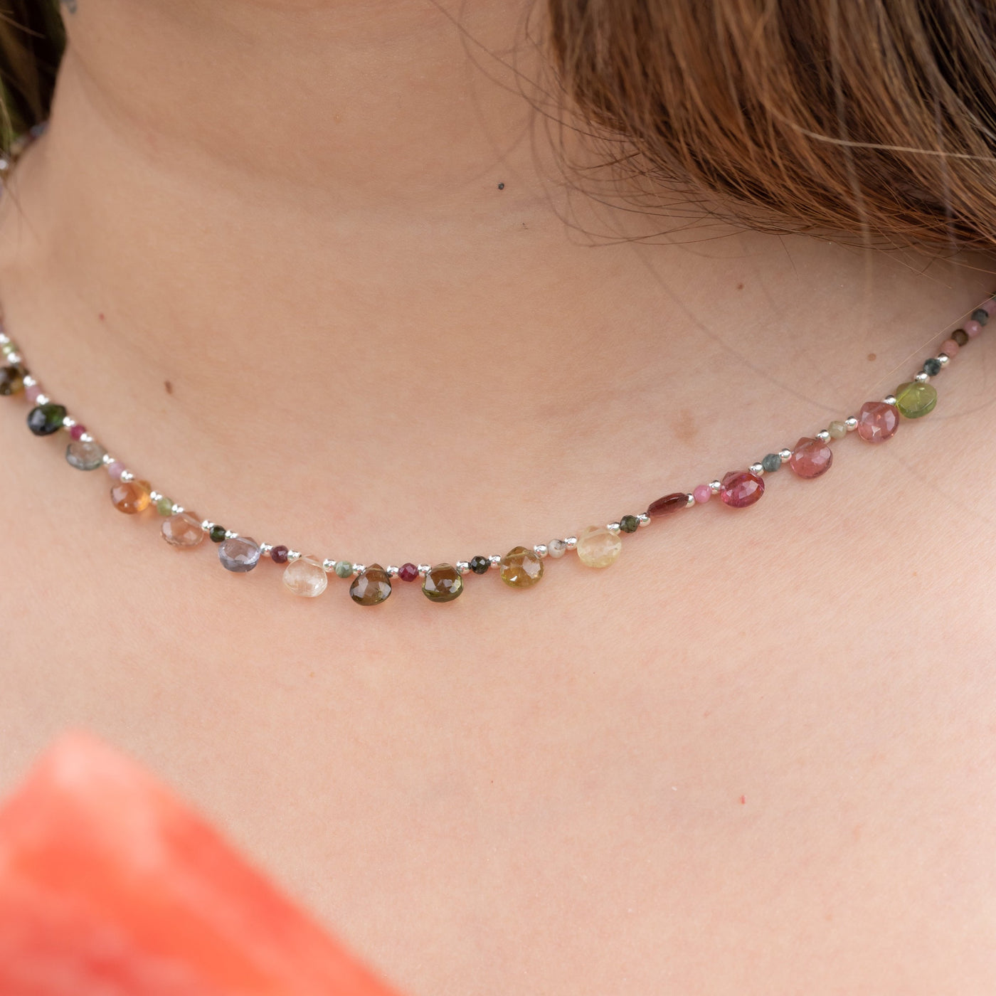 Watermelon Tourmaline Flower Petal Signature Necklace