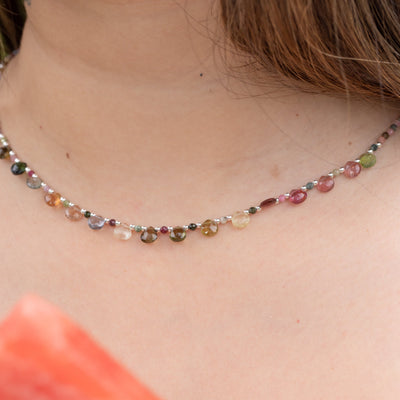 Watermelon Tourmaline Flower Petal Signature Necklace