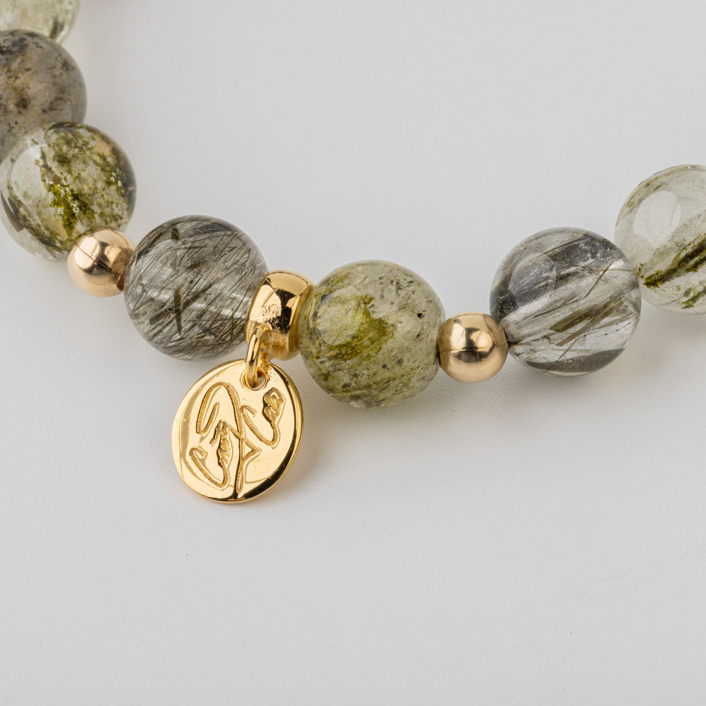 Golden Swamp Green Tourmaline Quartz Signature Stretch Bracelet RETIRED