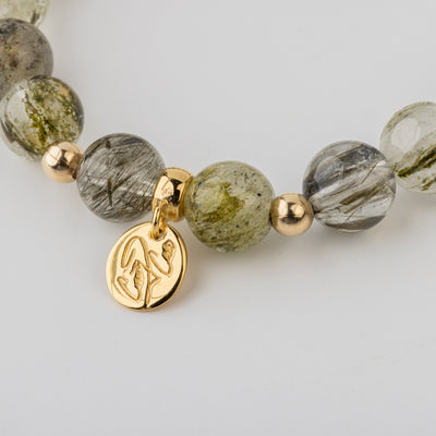 Golden Swamp Green Tourmaline Quartz Signature Stretch Bracelet