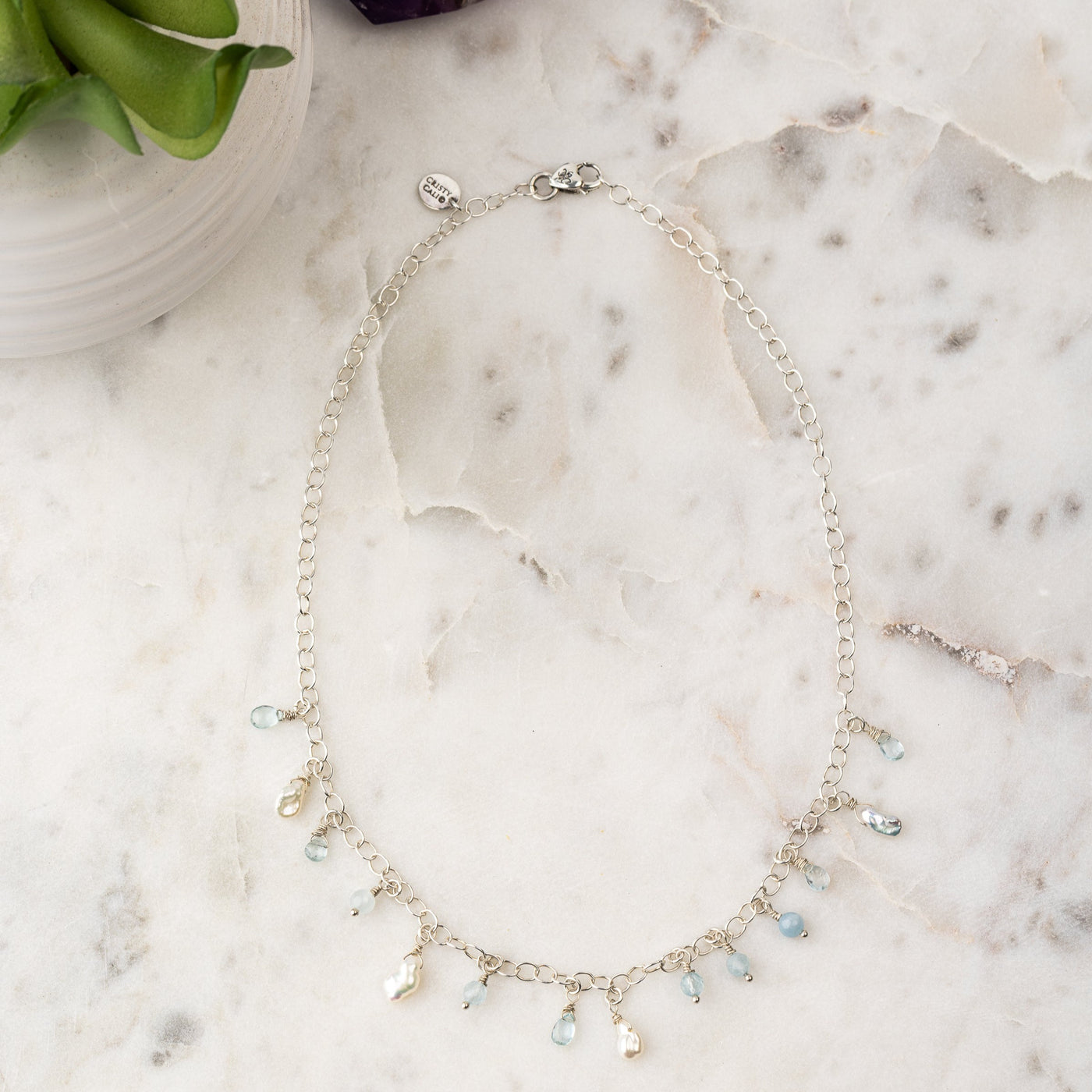 Pearls of the Sea Signature Aquamarine Chain Necklace