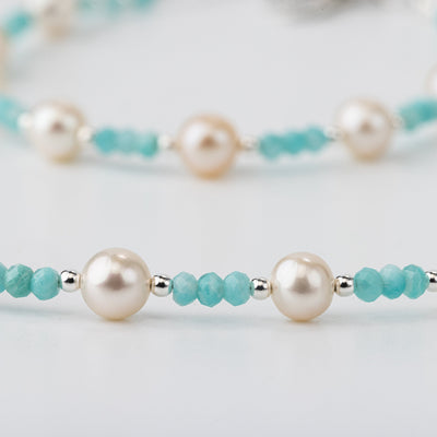 Breakfast at Cristy's Signature Pearl & Amazonite Necklace