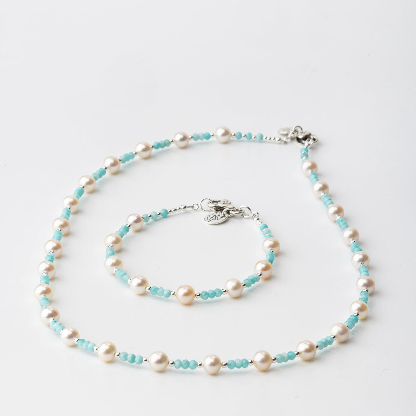 Breakfast at Cristy's Signature Pearl & Amazonite Necklace