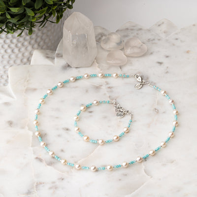 Breakfast at Cristy's Signature Pearl & Amazonite Necklace