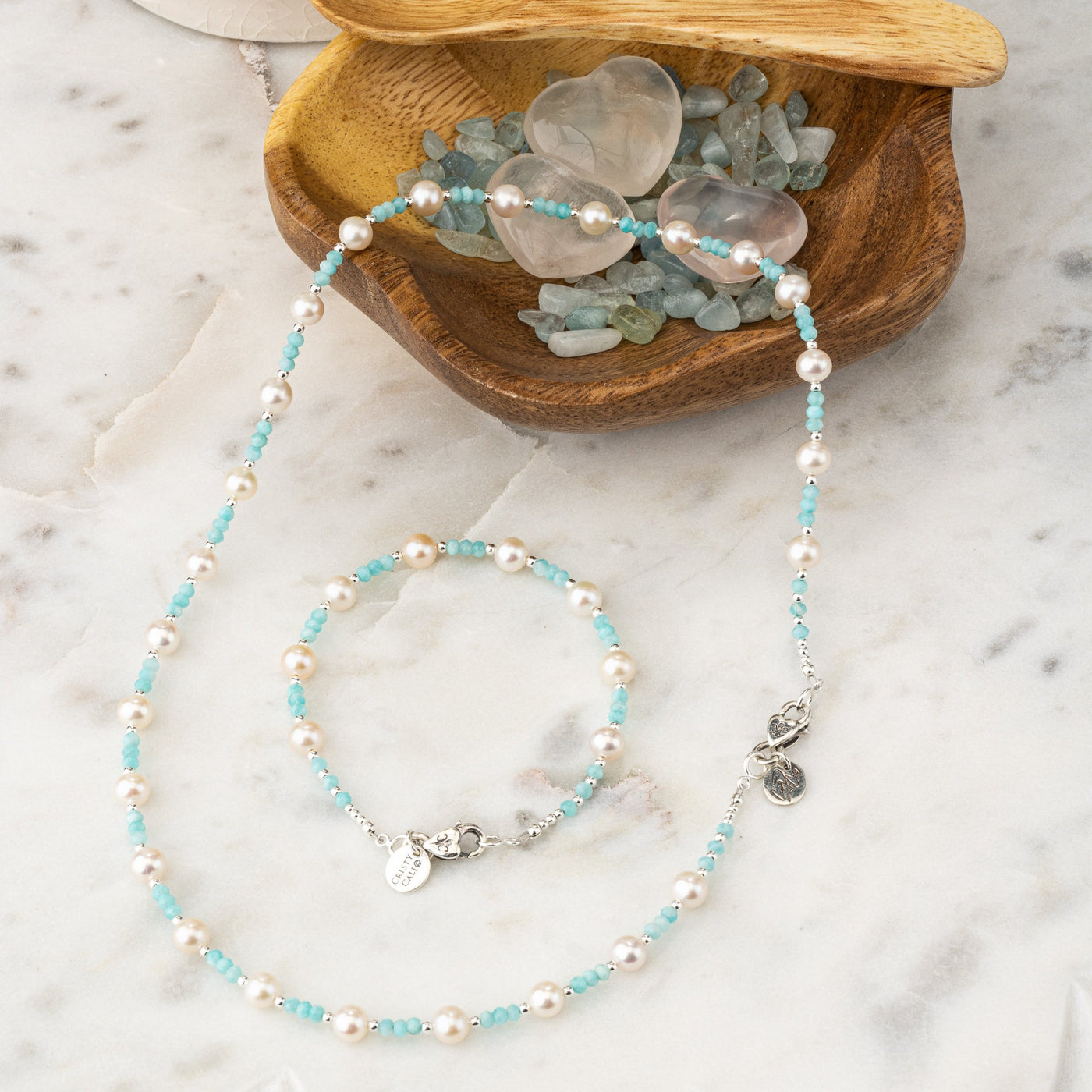 Breakfast at Cristy's Signature Pearl & Amazonite Necklace