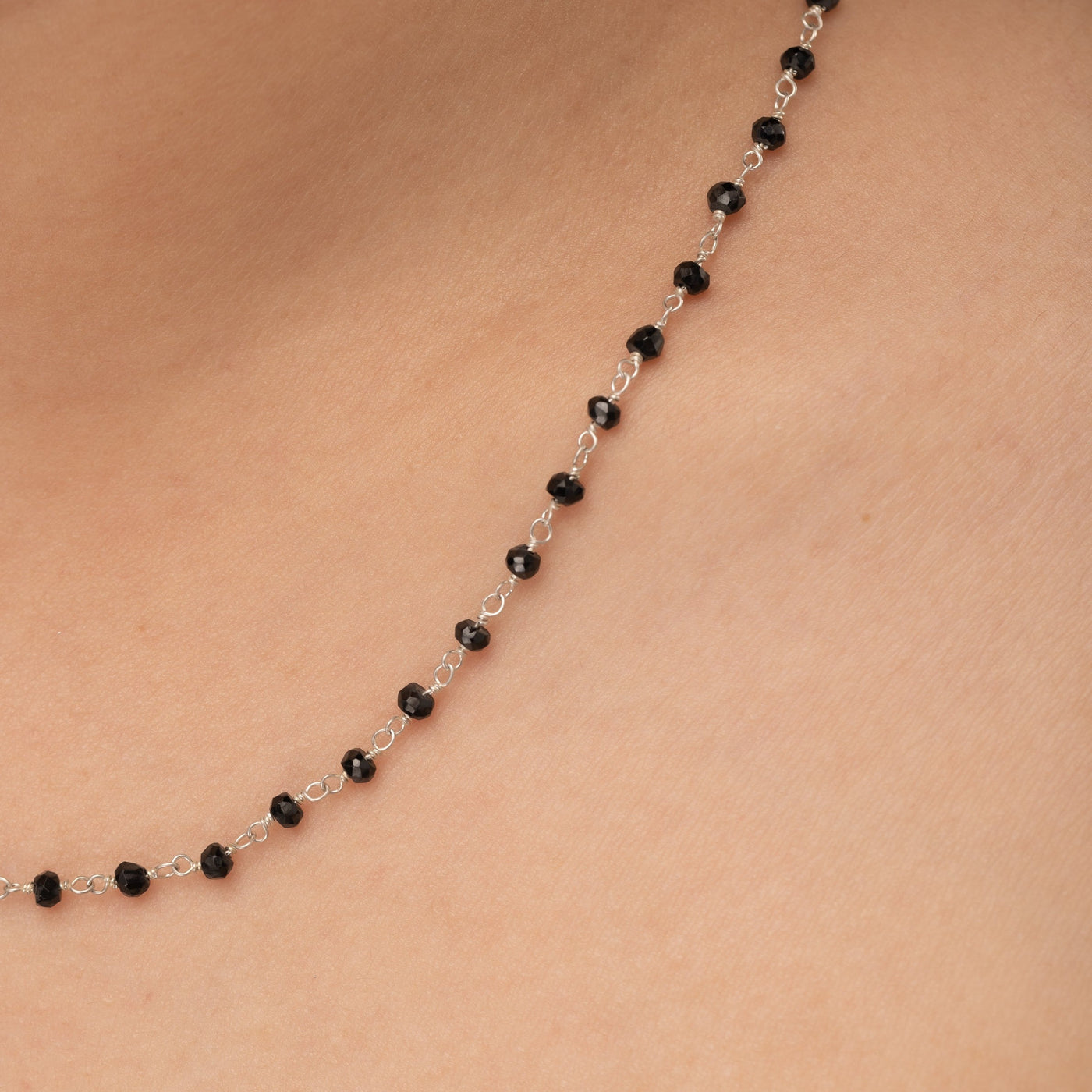 Raven Spinel Rosary Chain Signature Necklace