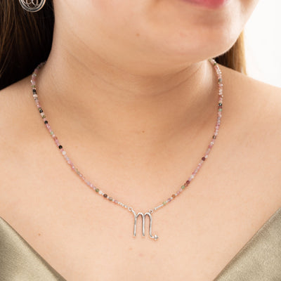 Pink Tourmaline Scorpio Zodiac Signature Necklace