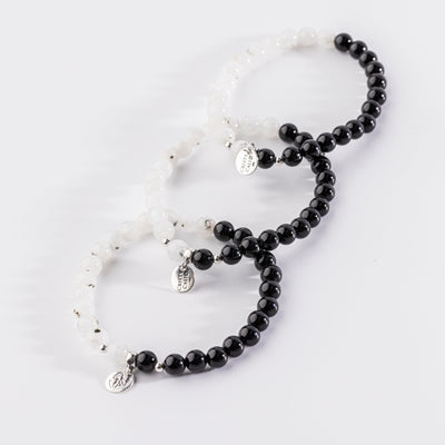 Lunar Eclipse Onyx Moonstone Signature Stretch Bracelet