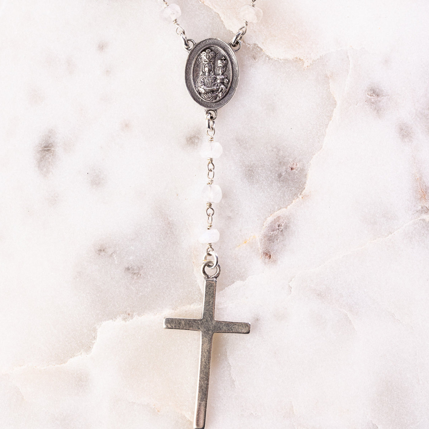Our Lady of Prompt Succor New Orleans Gemstone Rosary Signature Necklace