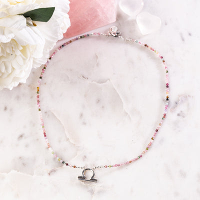 Pink Tourmaline Libra Zodiac Signature Necklace RETIRED