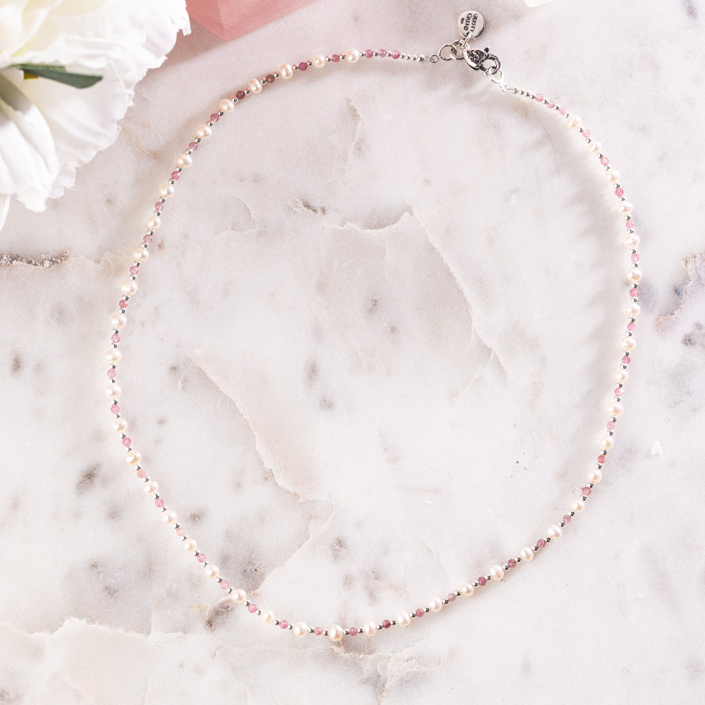 Pink Heart Tourmaline Freshwater Pearl Signature Necklace