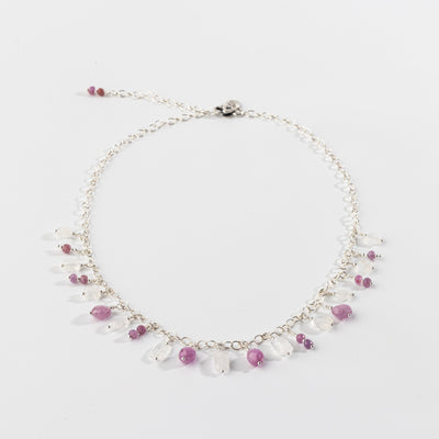 Pink Sapphire Moon Magic Gemstone Charm Signature Necklace