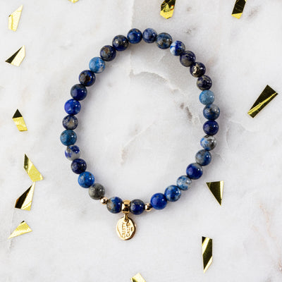 Golden Pixie Dust Blue Lapis Lazuli Signature Stretch Bracelet