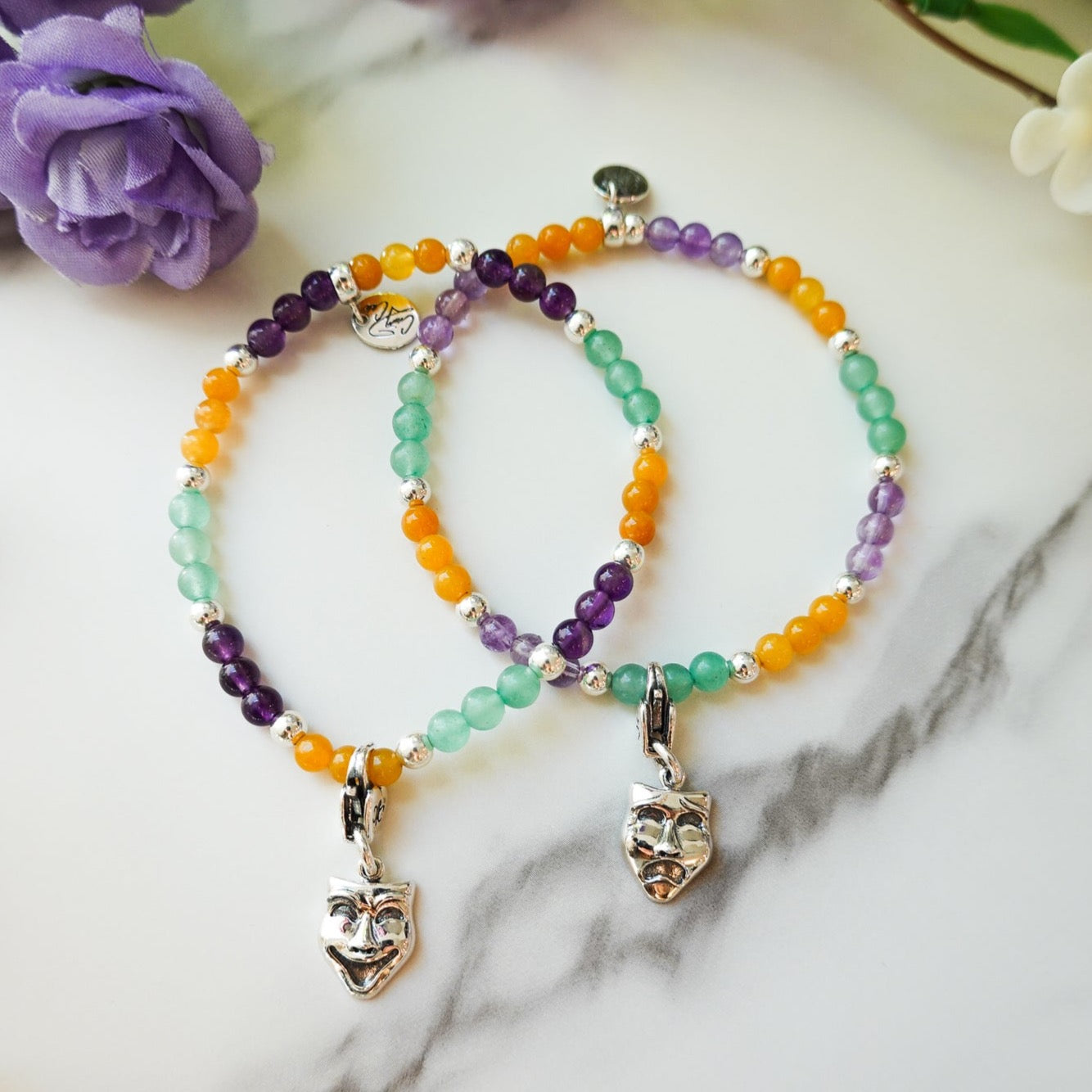 King Cake Signature Gemstone Stretch Bracelet