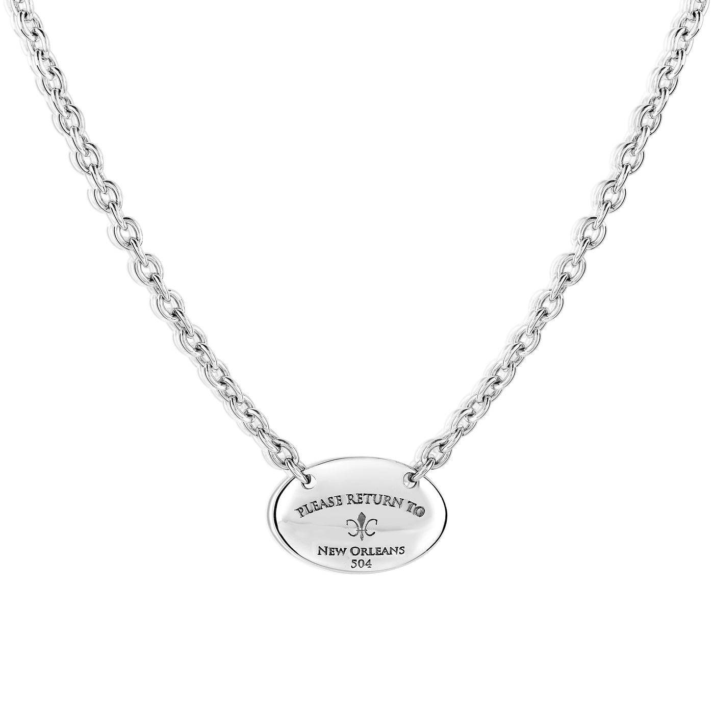 Please Return to New Orleans Oval Necklace - Large