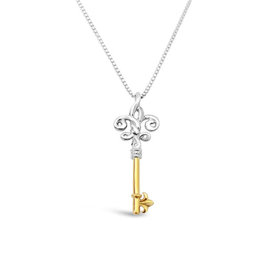 Fleur de Love Knot Skeleton Key Mixed 18K - Small