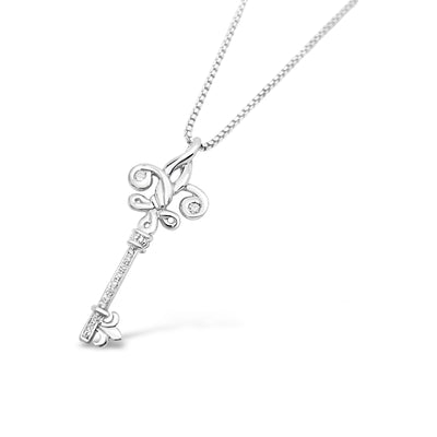 Fleur de Love Knot Skeleton Key with Diamonds - Small