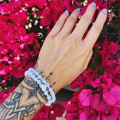 I Am Calm Blue Lace Agate Signature Stretch Bracelet