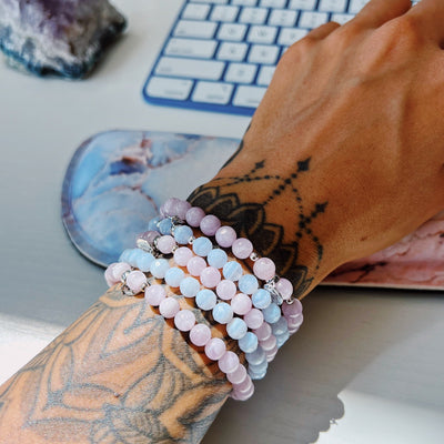 I Am Calm Blue Lace Agate Signature Stretch Bracelet