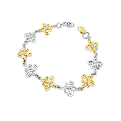 Fleur de Love Knot Link Bracelet Mixed 18K