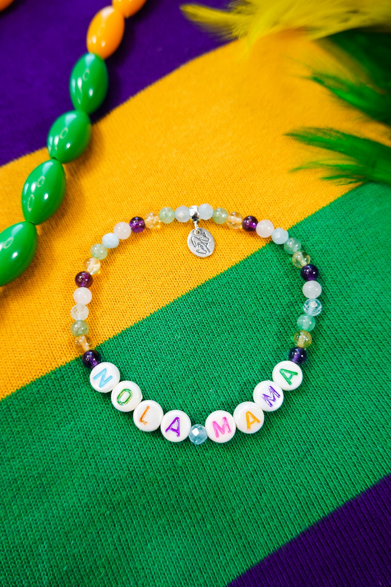 Personalized Festive Gemstone Signature Stretch Bracelet