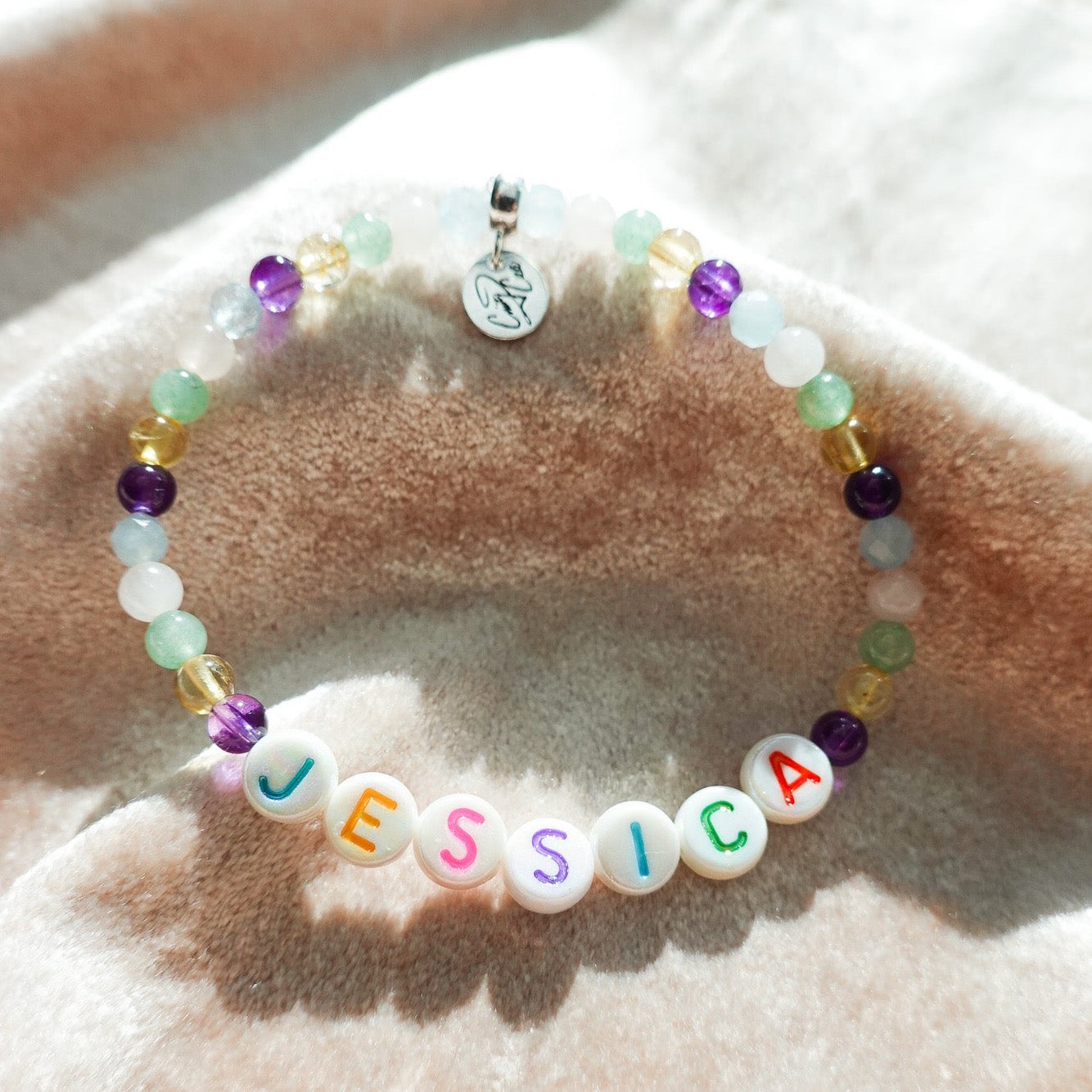 Personalized Festive Gemstone Signature Stretch Bracelet